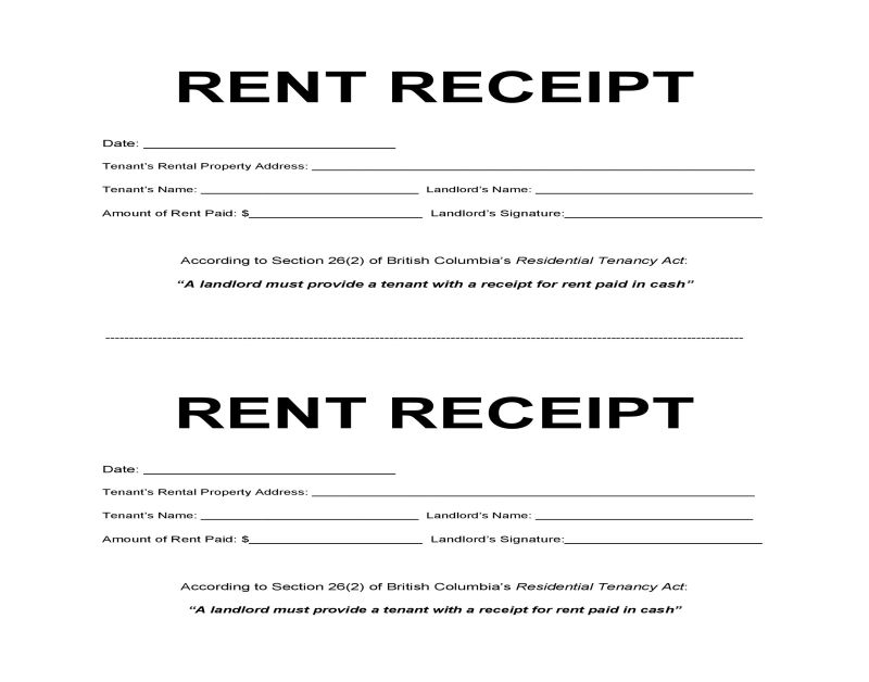 RENT RECEIPT TEMPLATES - Rayness Analytica I Online Business Lawyers