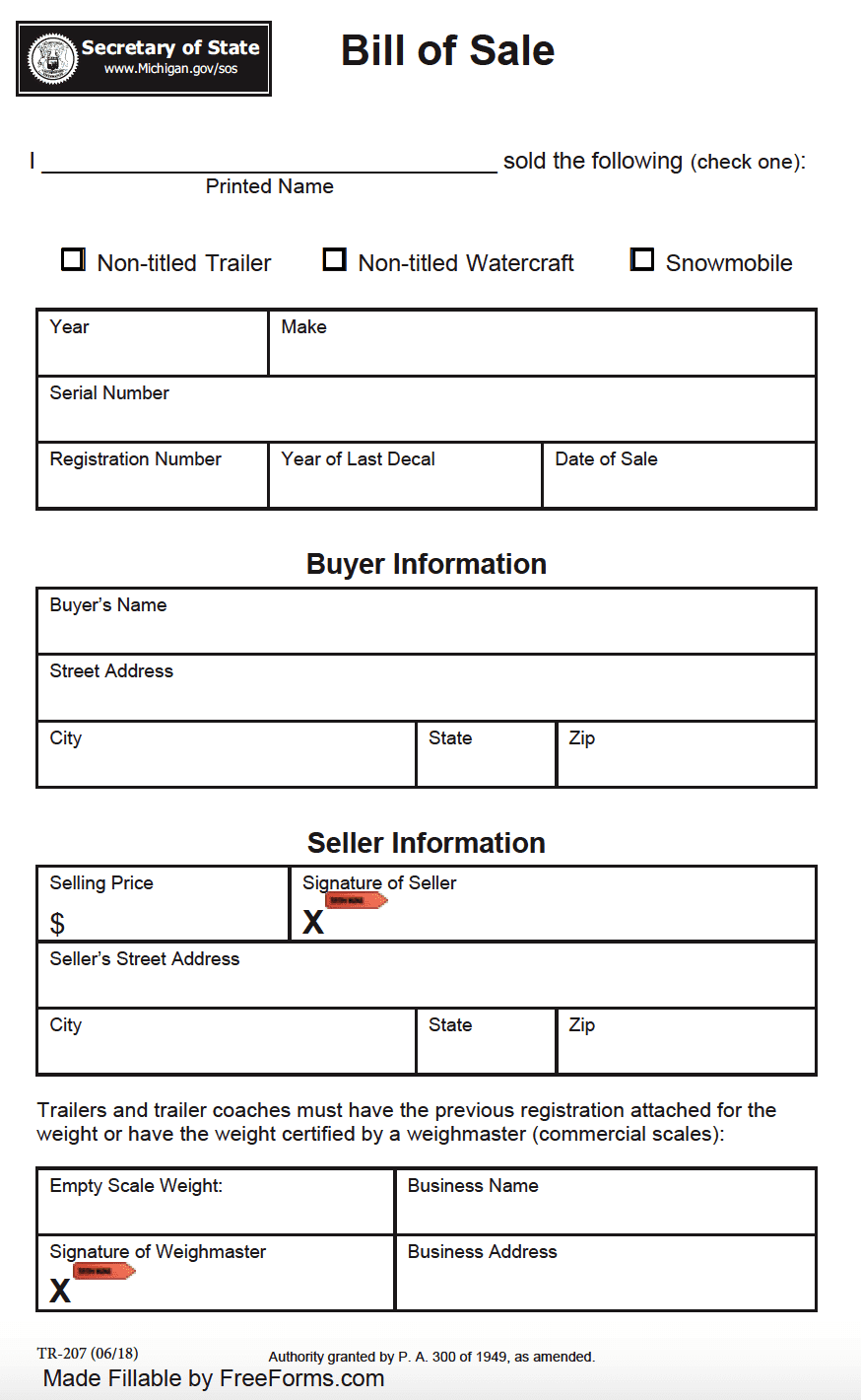 printable receipt for sale of boat
