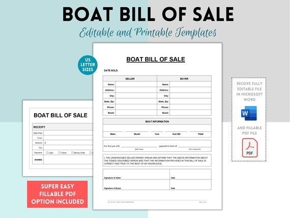 printable receipt for sale of boat