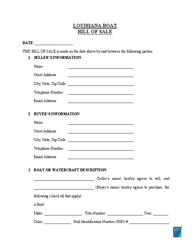 printable receipt for sale of boat