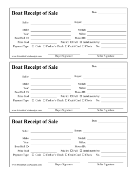printable receipt for sale of boat