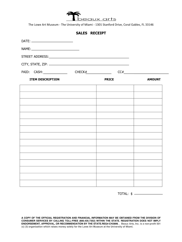 printable receipt for services