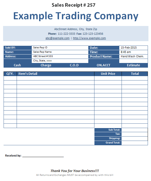 printable receipt microsoft word
