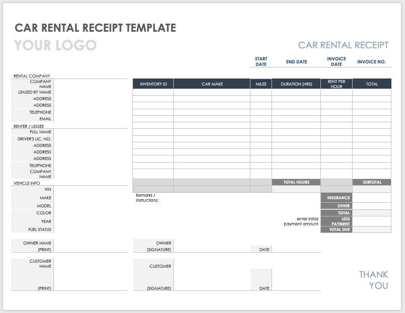 Free Microsoft Word Receipt Templates | Smartsheet