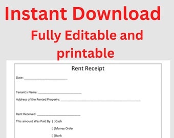 Fully Editable Landlord Rent Receipt Template I Tenant Rent ...
