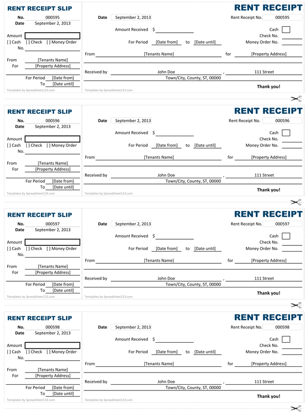 Rent Receipt Template