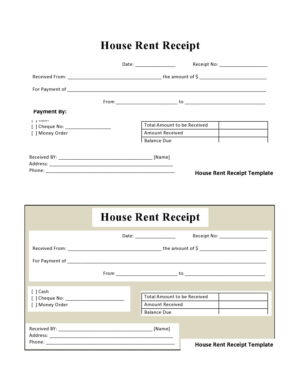 30 Printable Rent Receipt Templates [Word/PDF] - TemplateArchive