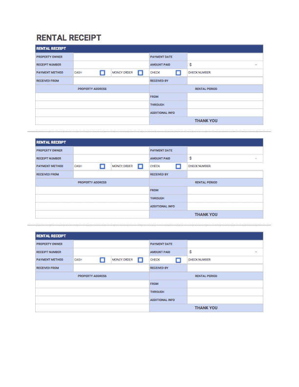 Free Rent Receipt Templates