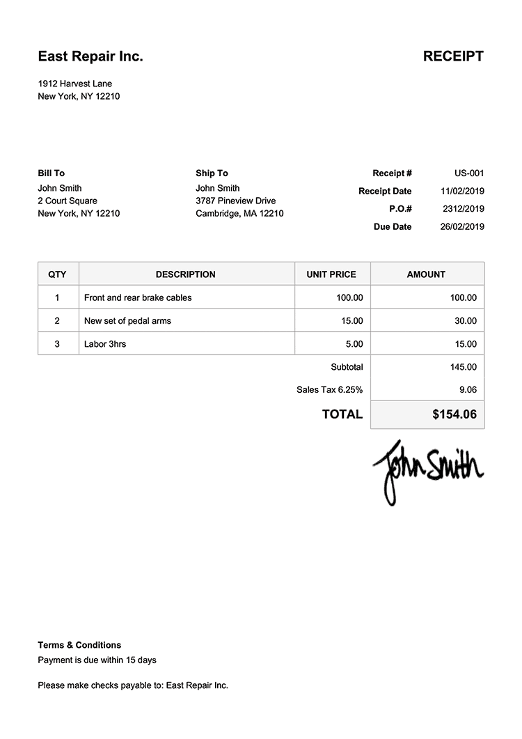 100 Free Receipt Templates | Print &  Email Receipts as PDF