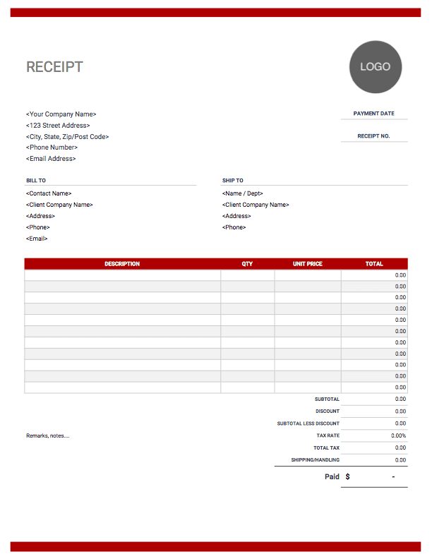 Free Receipt Templates