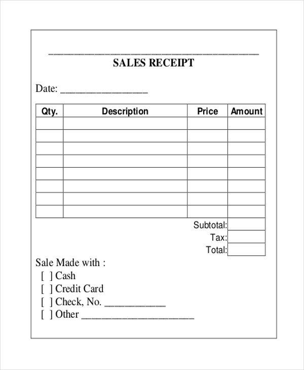 Free Printable Receipt Templates Sample Printable Receipt Form 10 ...