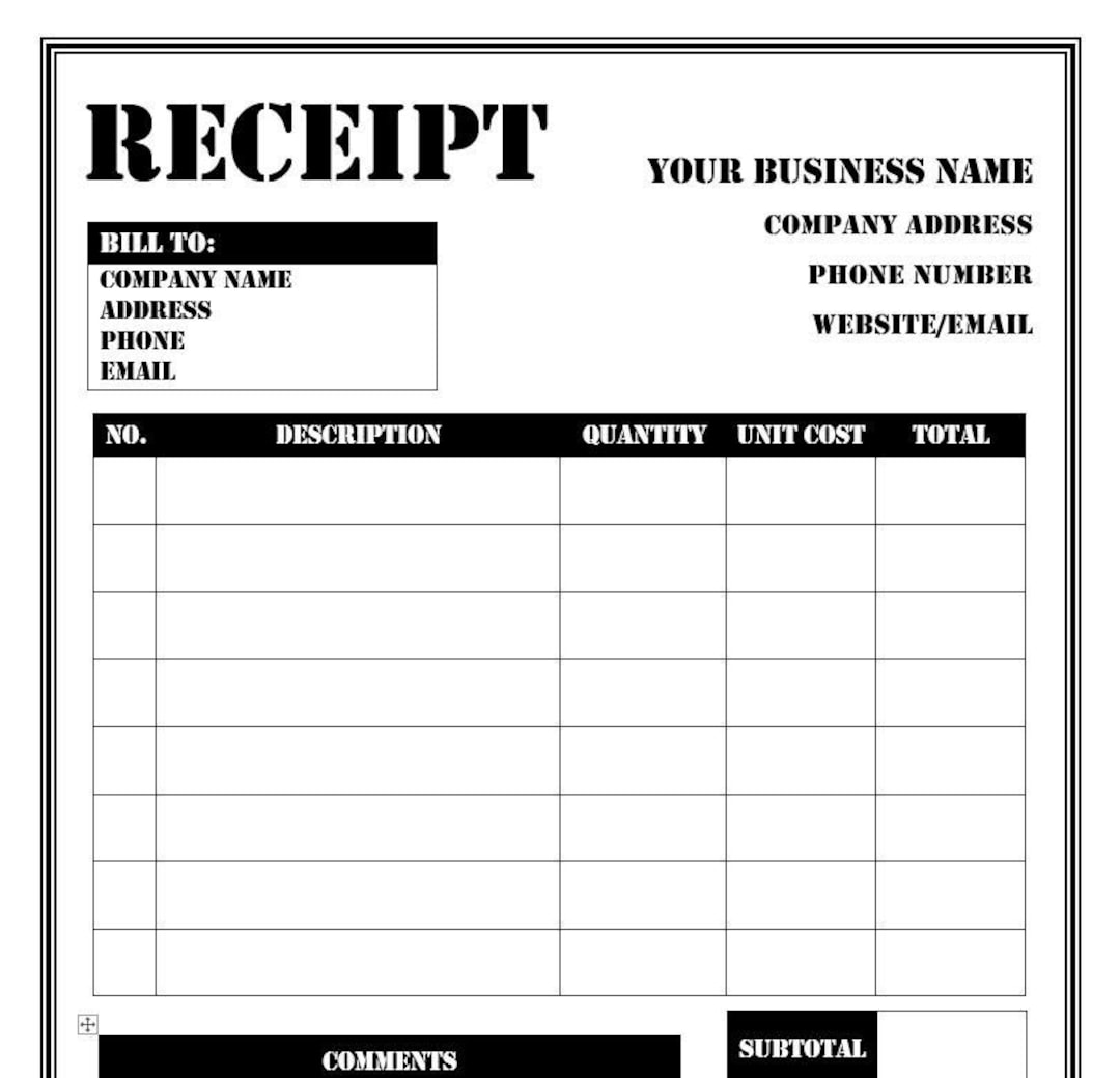 Receipt Template 4 Printable Editable Customizable Microsoft Word Receipt Template 4 Printable Editable Customizable Microsoft Word