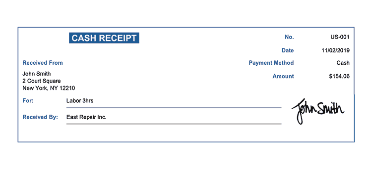 Free Cash Receipt Templates | Print &amp; Email as PDF