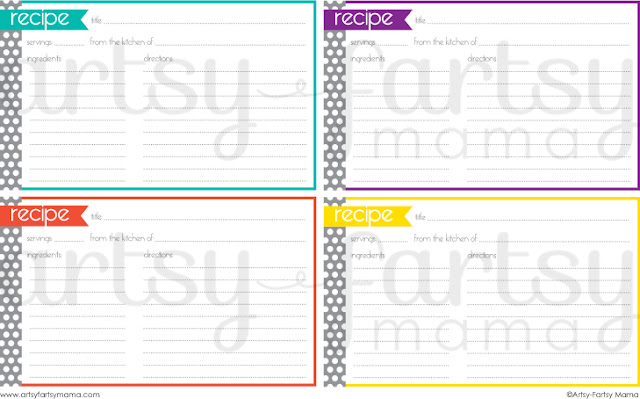 Free Printable Recipe Cards | artsy-fartsy mama