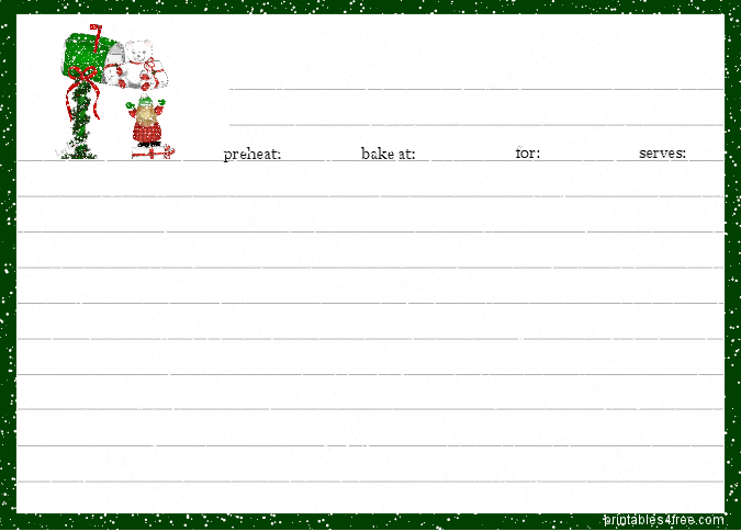Christmas Recipe Cards Templates - 3x5, 4x6, 5x7::