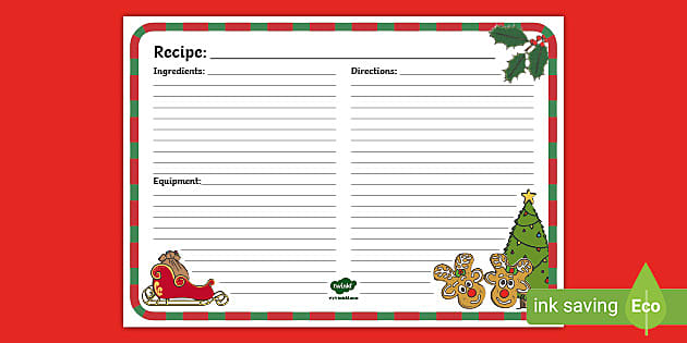 Christmas Recipe Template (teacher made) - Twinkl