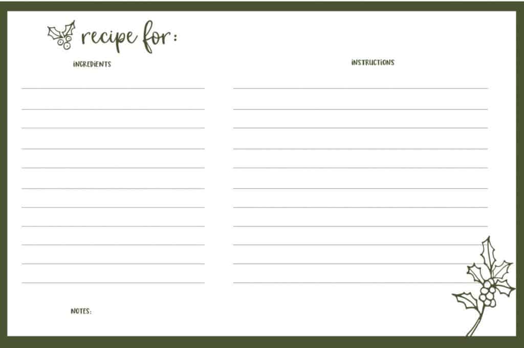 printable recipe cards for christmas