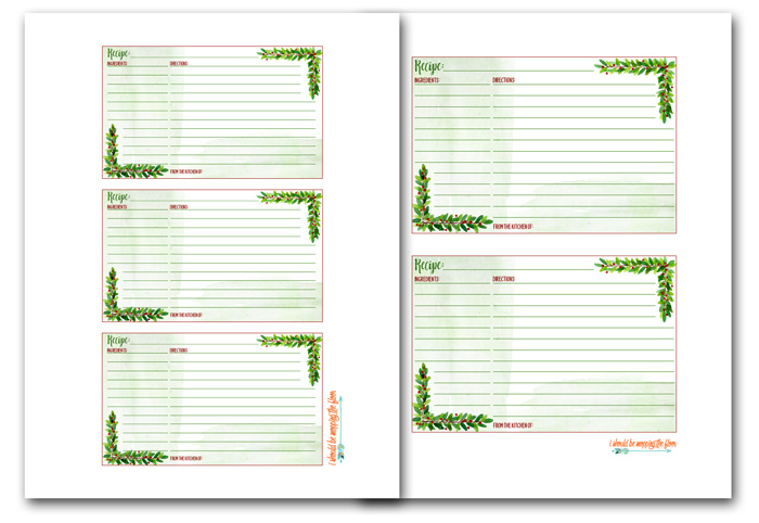 Free Printable Recipe Cards 4x6 and 3x5 | i should be mopping the ...