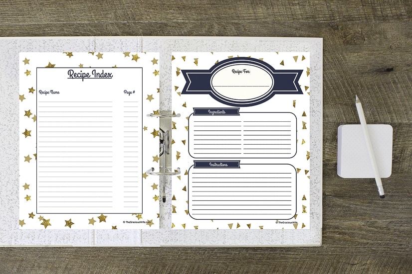 printable recipe organizer