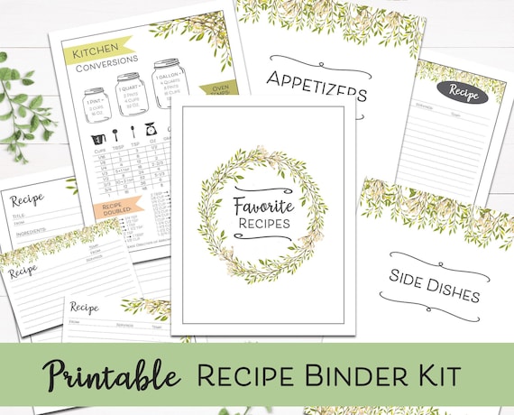 Printable Recipe Binder Kit, Fillable Recipe Cards, Digital Recipe ...