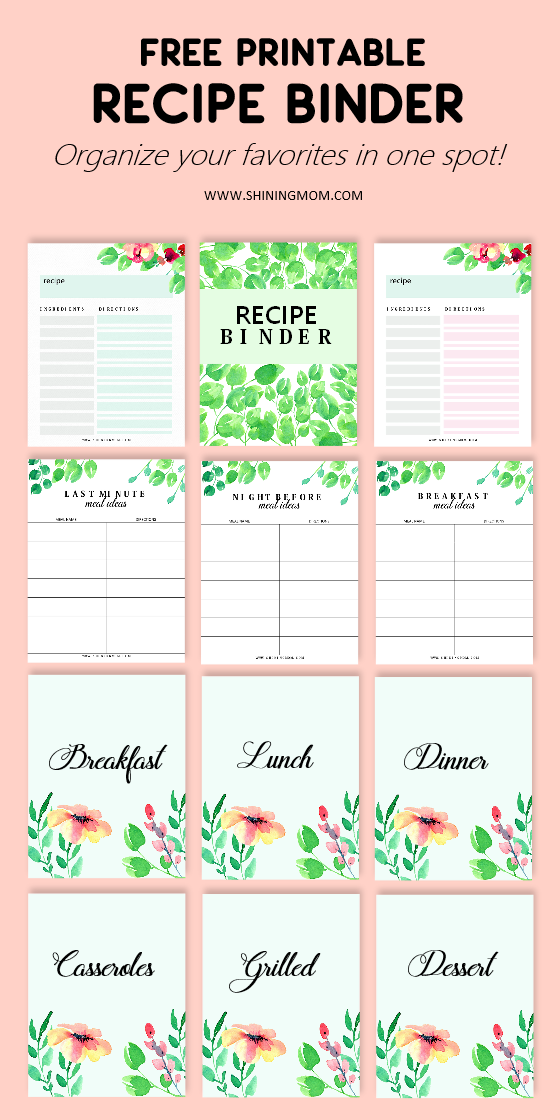 printable recipe organizer