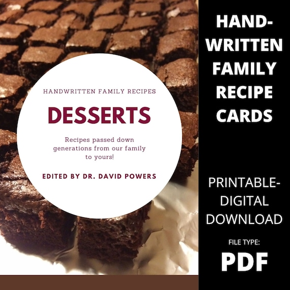 Handwritten Family Recipes Desserts. Ephemera Junk Journal ...