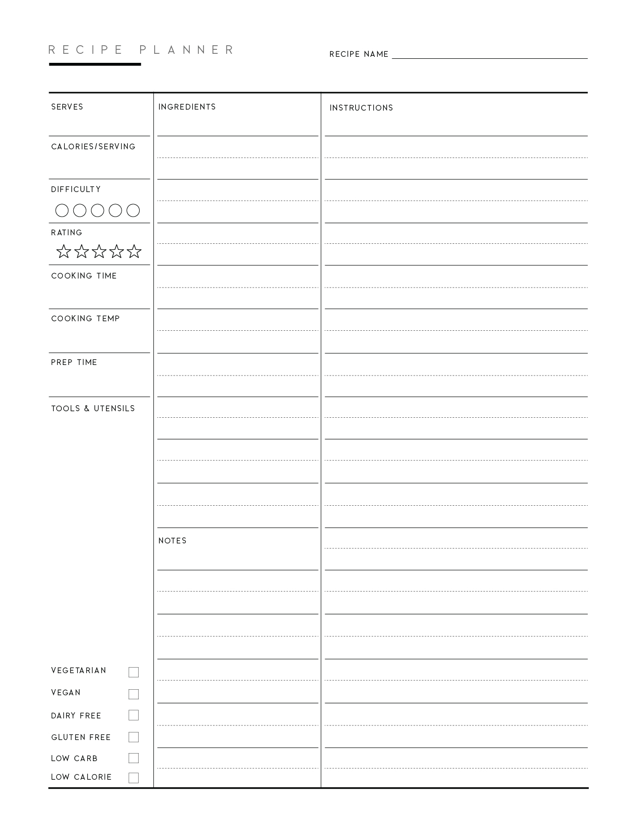 Free Printable Recipe Pages PDF - World of Printables