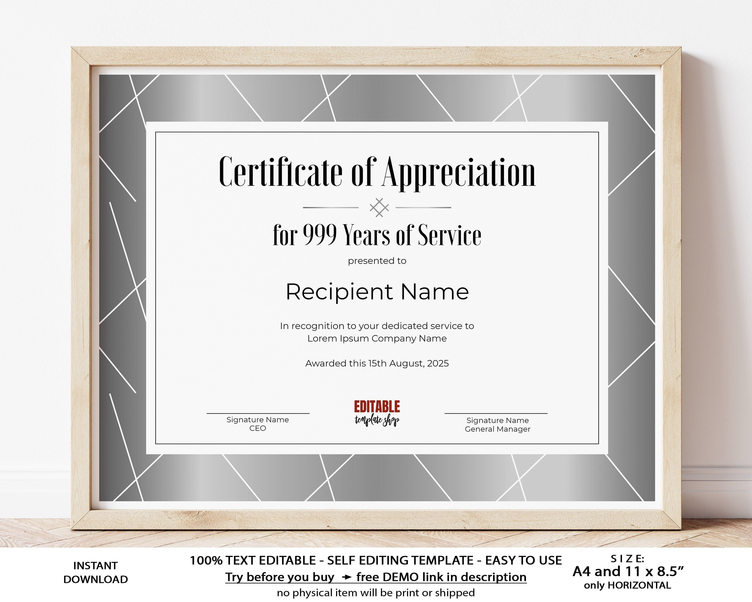 Free, custom printable appreciation certificate templates 