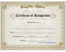 printable recognition award certificates