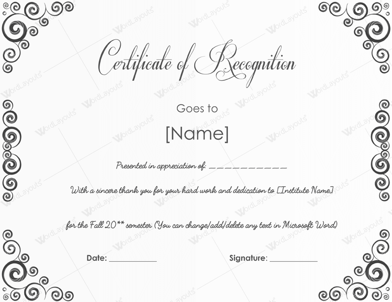 Printable Certificate of Achievement Template