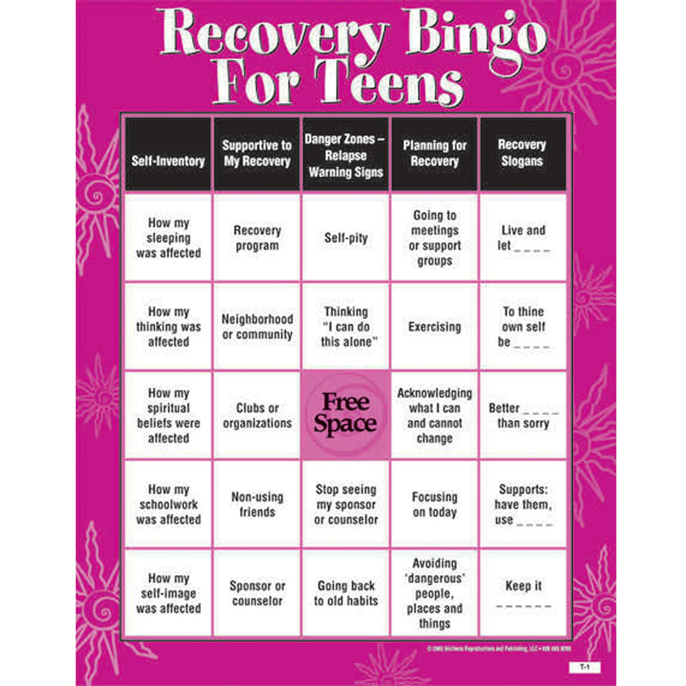 printable recovery bingo cards