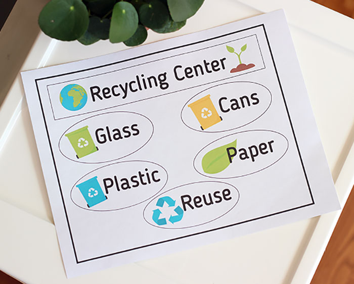 Easy DIY Recycling Bins with FREE Printable Labels | Sunny Day Family