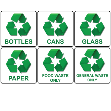 1x Recycling Aufkleber Recycling Logo Schild Recycling Abfalldosen Papier  Plasti