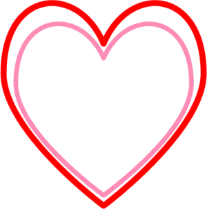Pink and Red Heart Outline Clip Art - Pink and Red Heart Outline Image