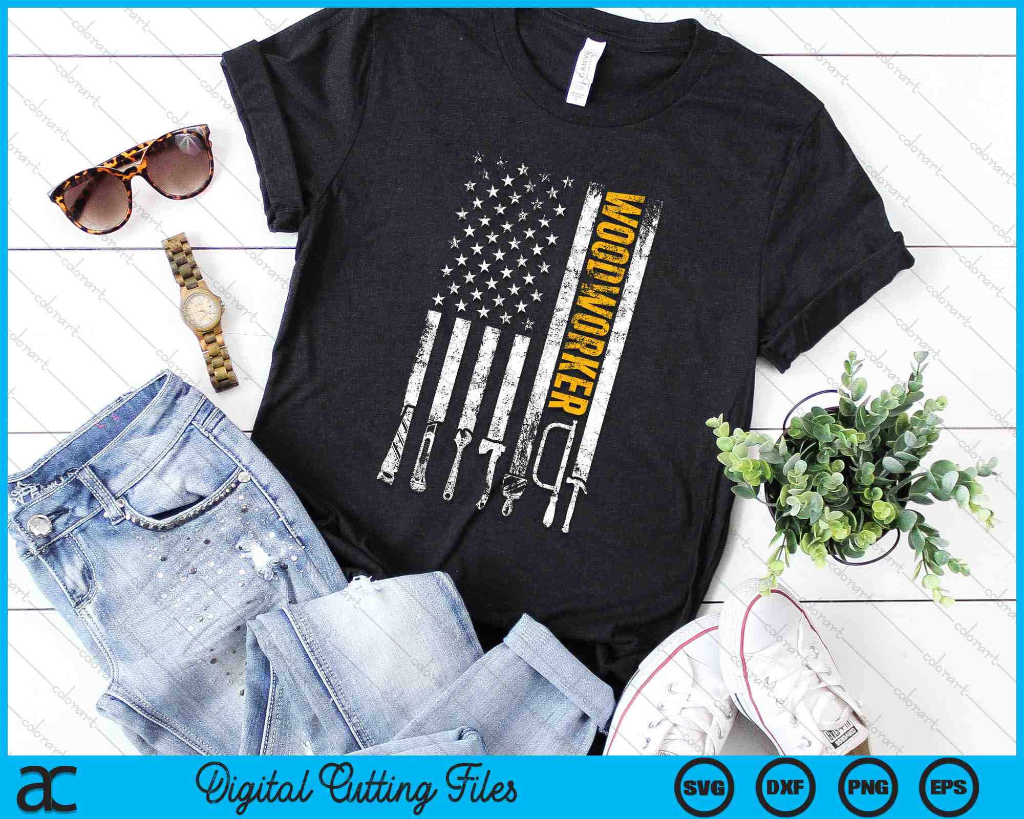 American Flag Woodworker SVG PNG Digital Printable Files ...