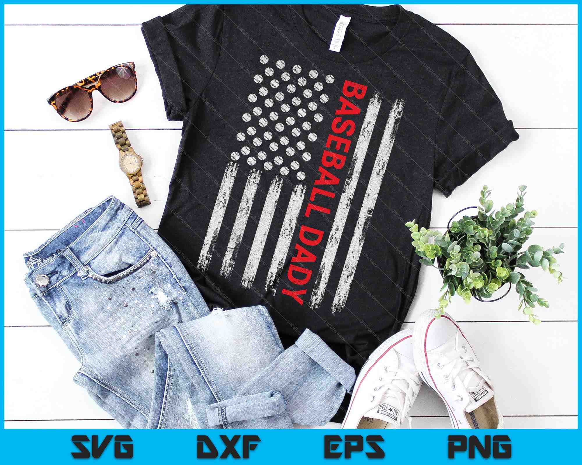 Vintage Baseball Dady USA Flag SVG PNG Digital Printable Files ...
