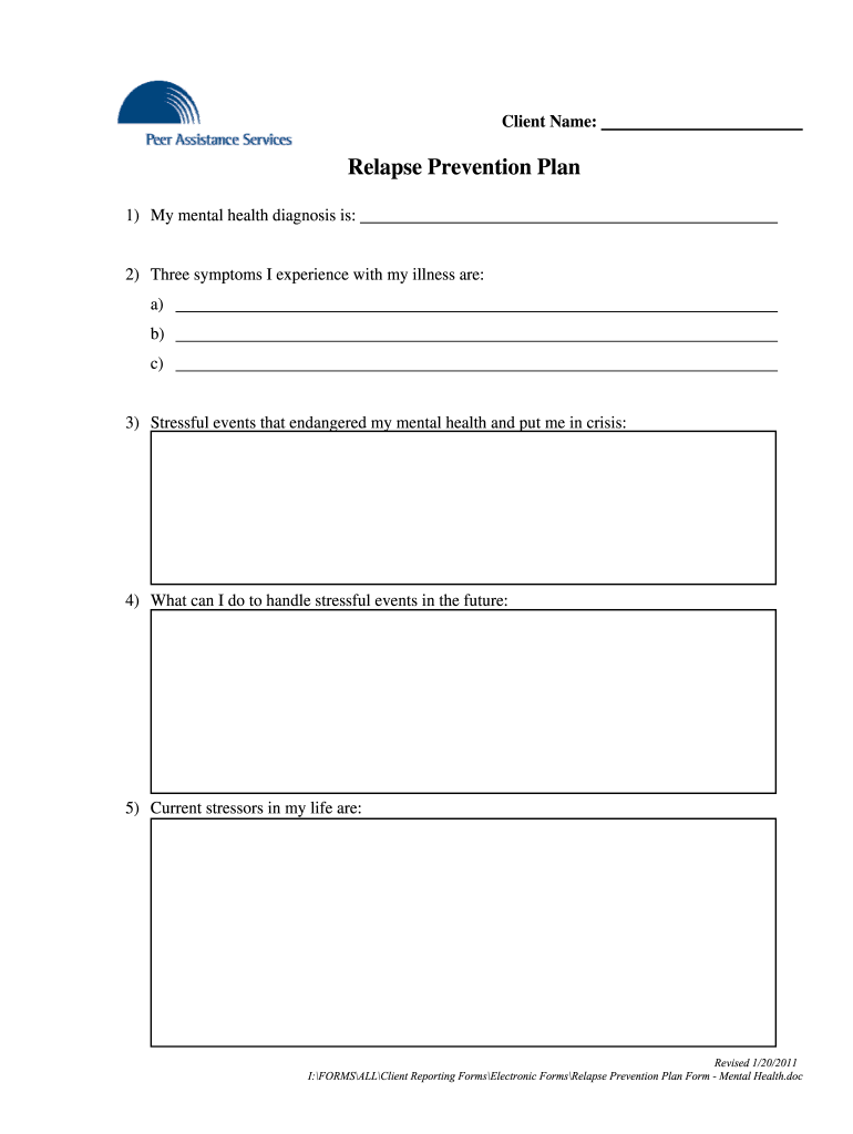 printable relapse prevention worksheet