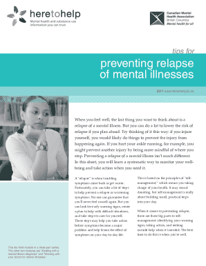 Mental Health Relapse Prevention Worksheets - Fill and Sign ...