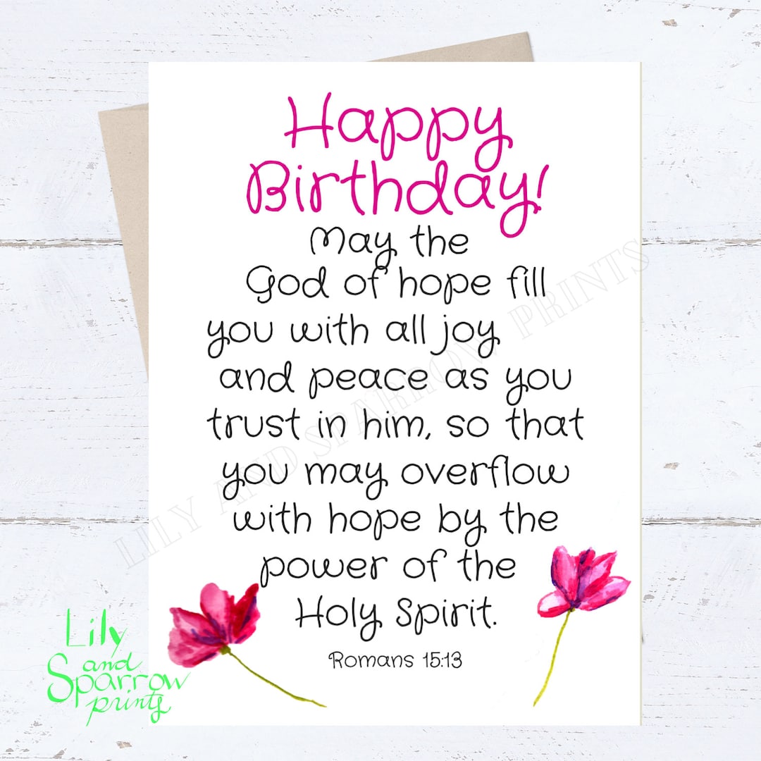 Religious PRINTABLE Birthday Card Romans Bible Verse Card