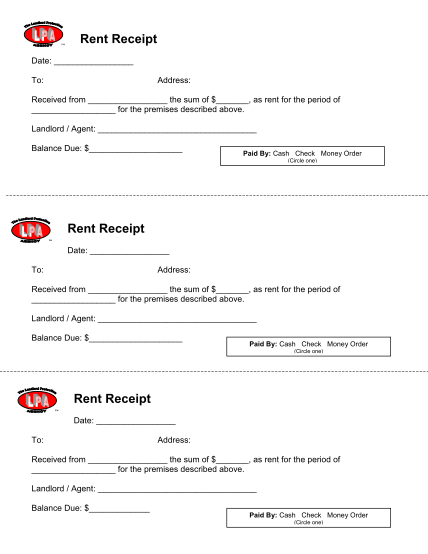 printable rent receipt india