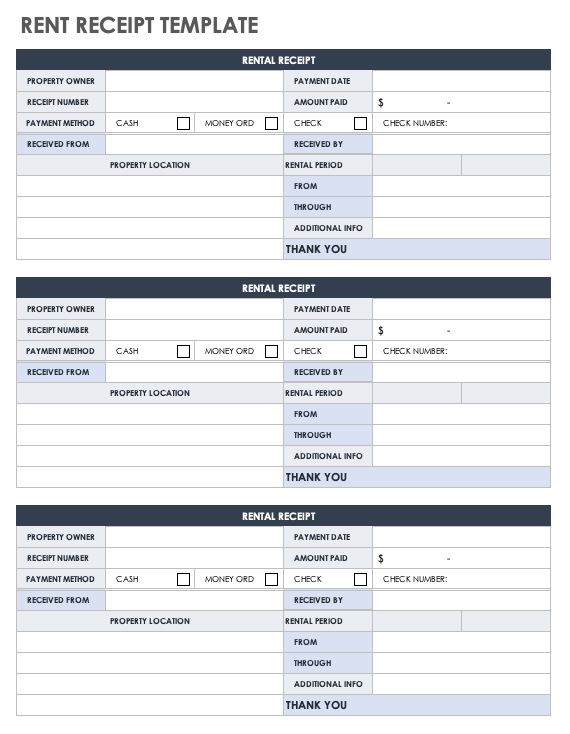 printable rent receipt template word