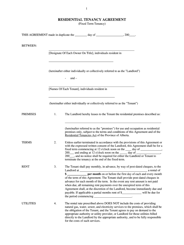 printable rental agreement alberta