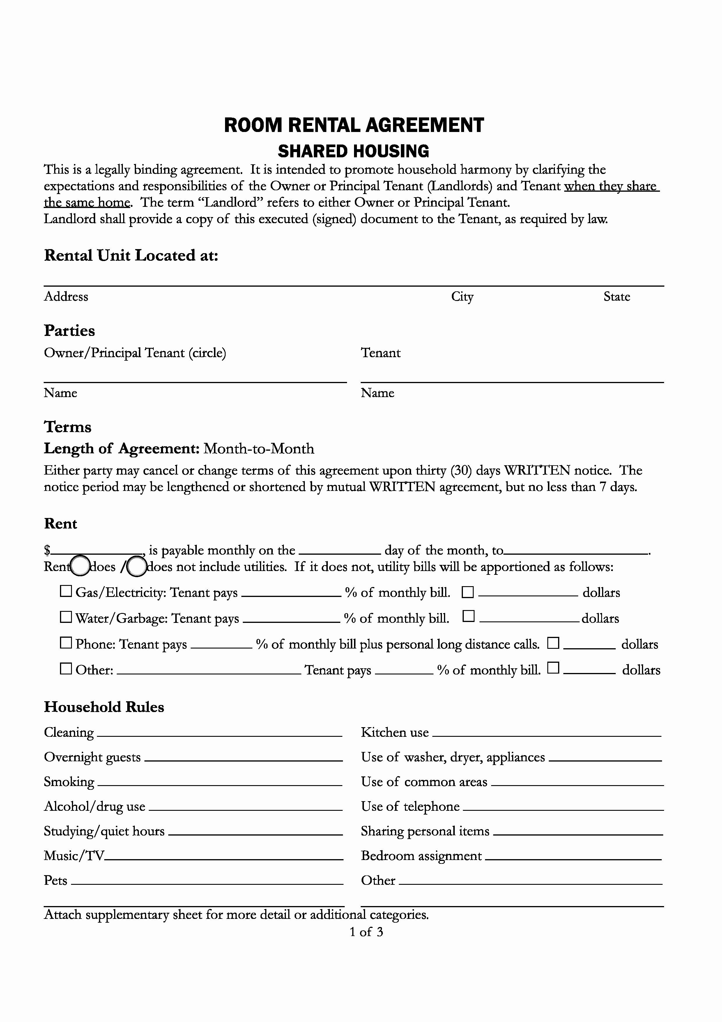 printable rental agreement california