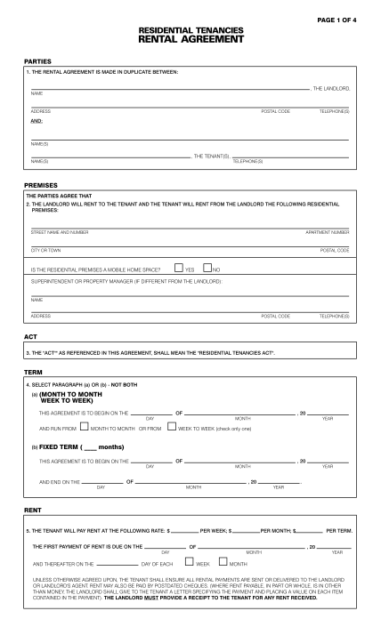 printable rental agreement california