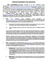 printable rental agreement california