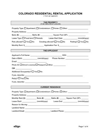Free Colorado Rental Application Form | PDF | Word