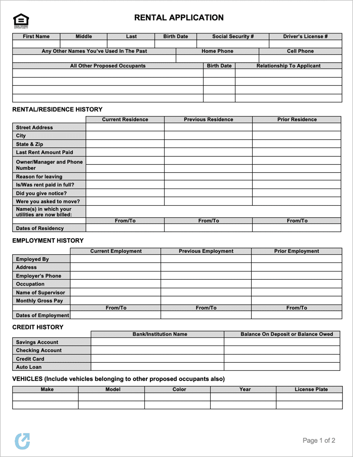 Free Rental Application Templates | PDF | WORD | RTF