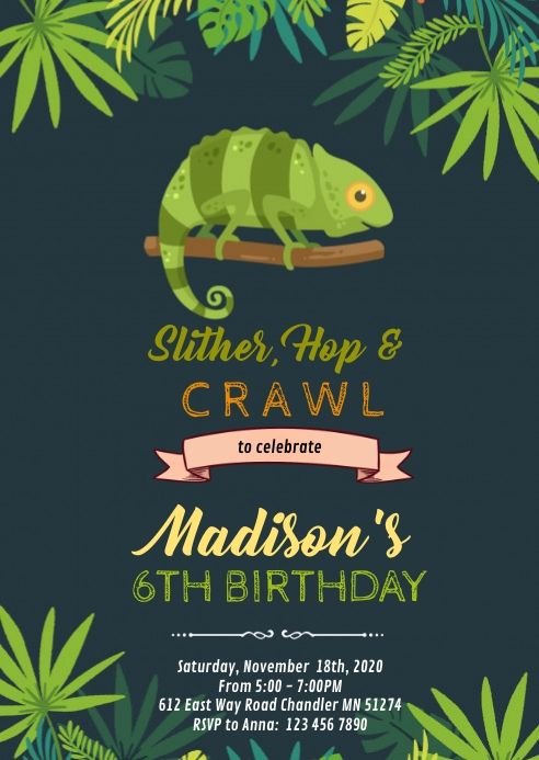 printable reptile birthday invitations