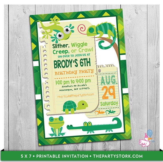Reptile Invitation, Reptile Birthday Invitation, Reptile Birthday ...
