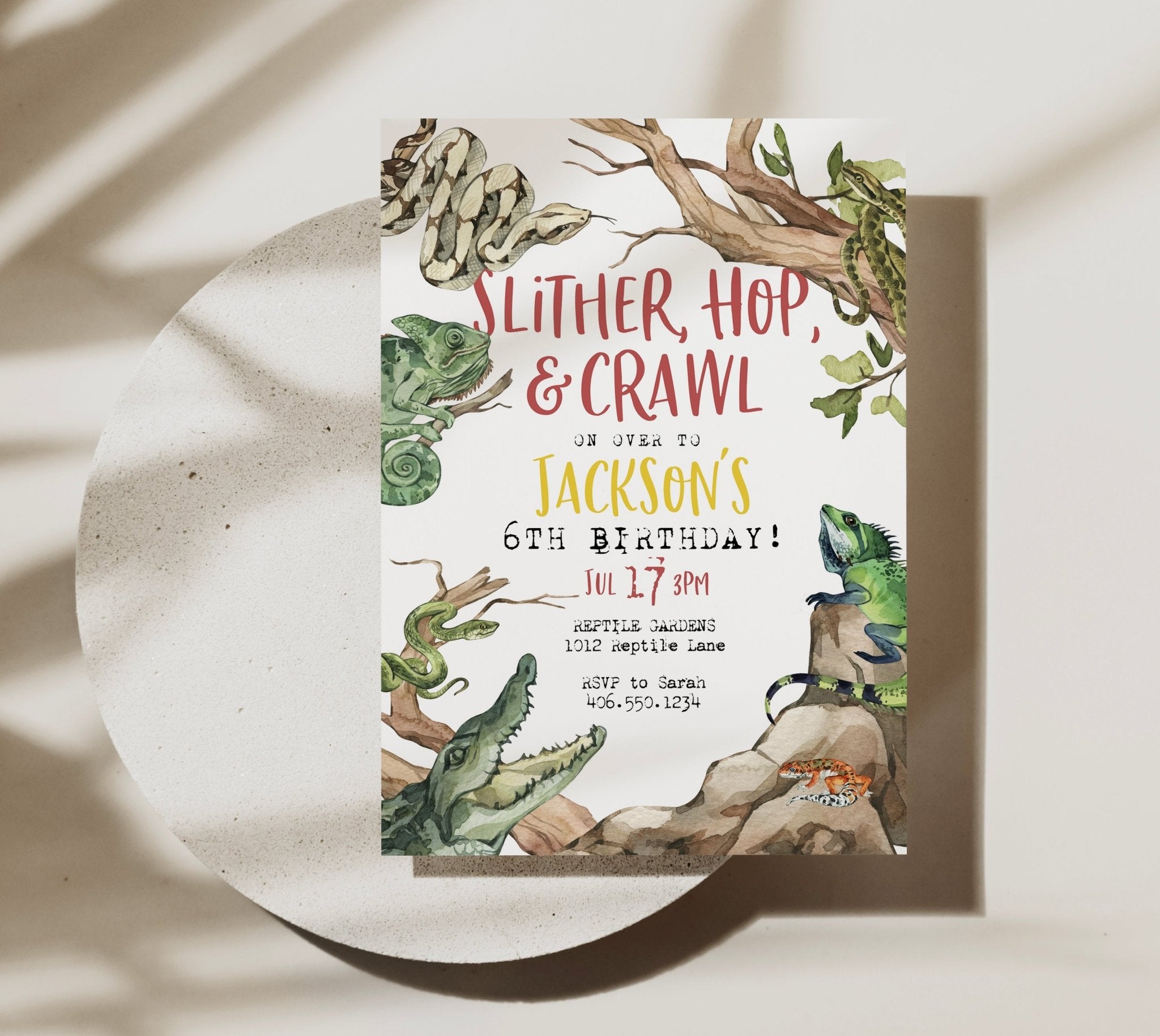 Reptile Birthday Invitation Printable Template - High Peaks Studios ...